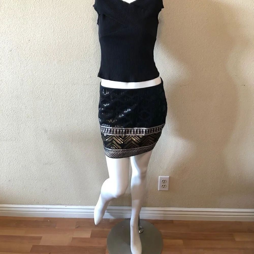 Express Sequin Diamond Mini Skirt Size Small